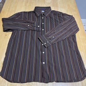 Gap Shirt Mens Size XXL  Button Up‎ Long Sleeve Fitted Striped Brown